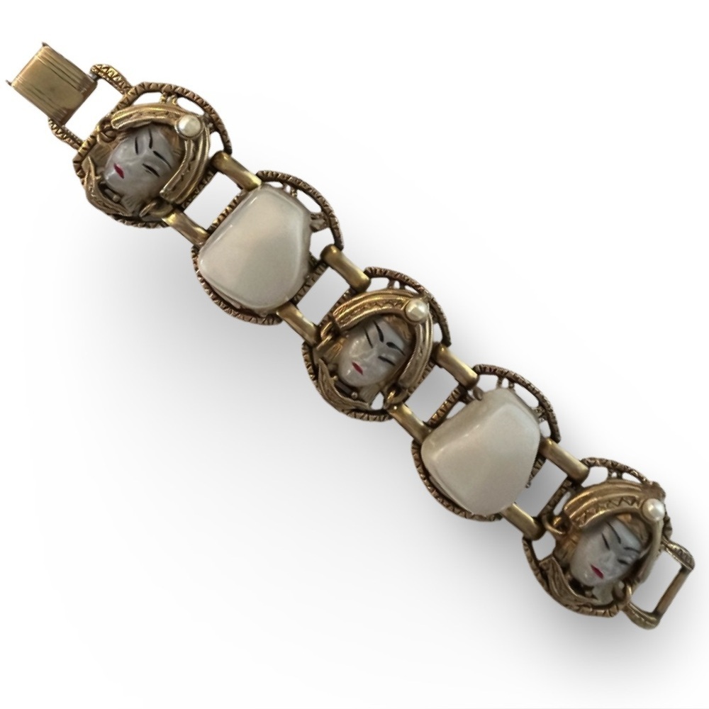 Vintage Selro Selini Asian Princess with White Stone Bracelet